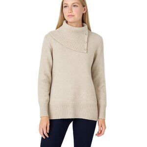 NWT White House Black Market Crystal Button Cowl Sweater Irish Cream #WHBM14